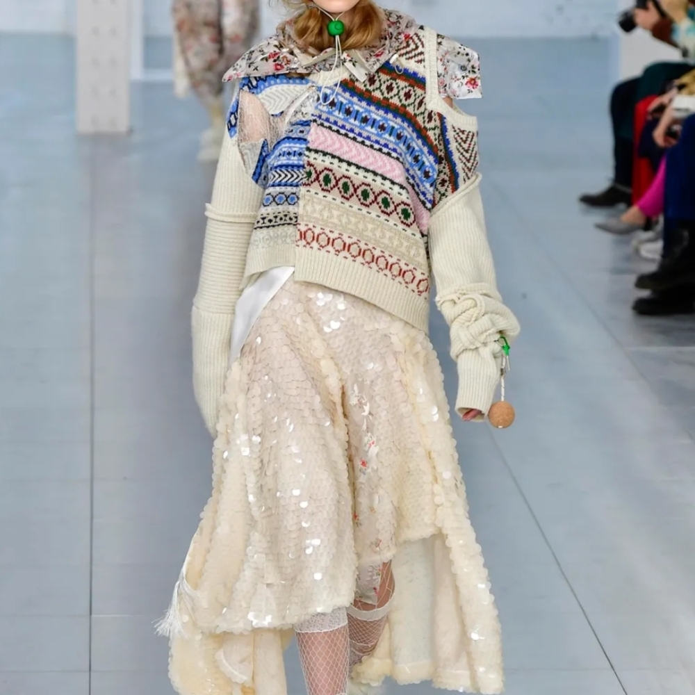 Preen by Thornton Bregazzi FW17 Roisin Patchwork Knit Sweater - Rare Archival